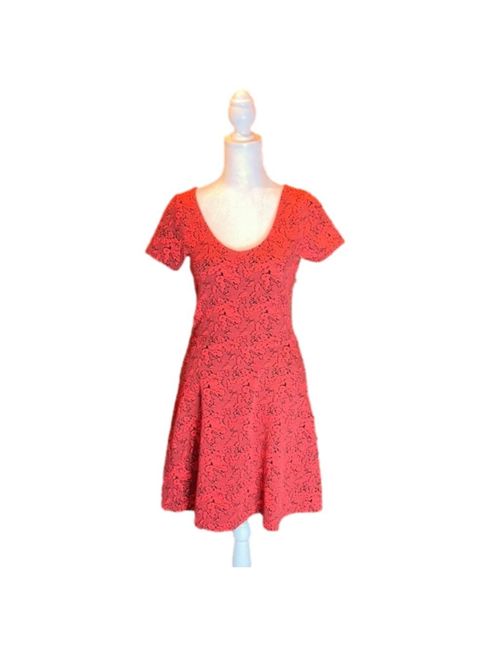TOPSHOP Adorable Red with Black Print Dress! Size 6